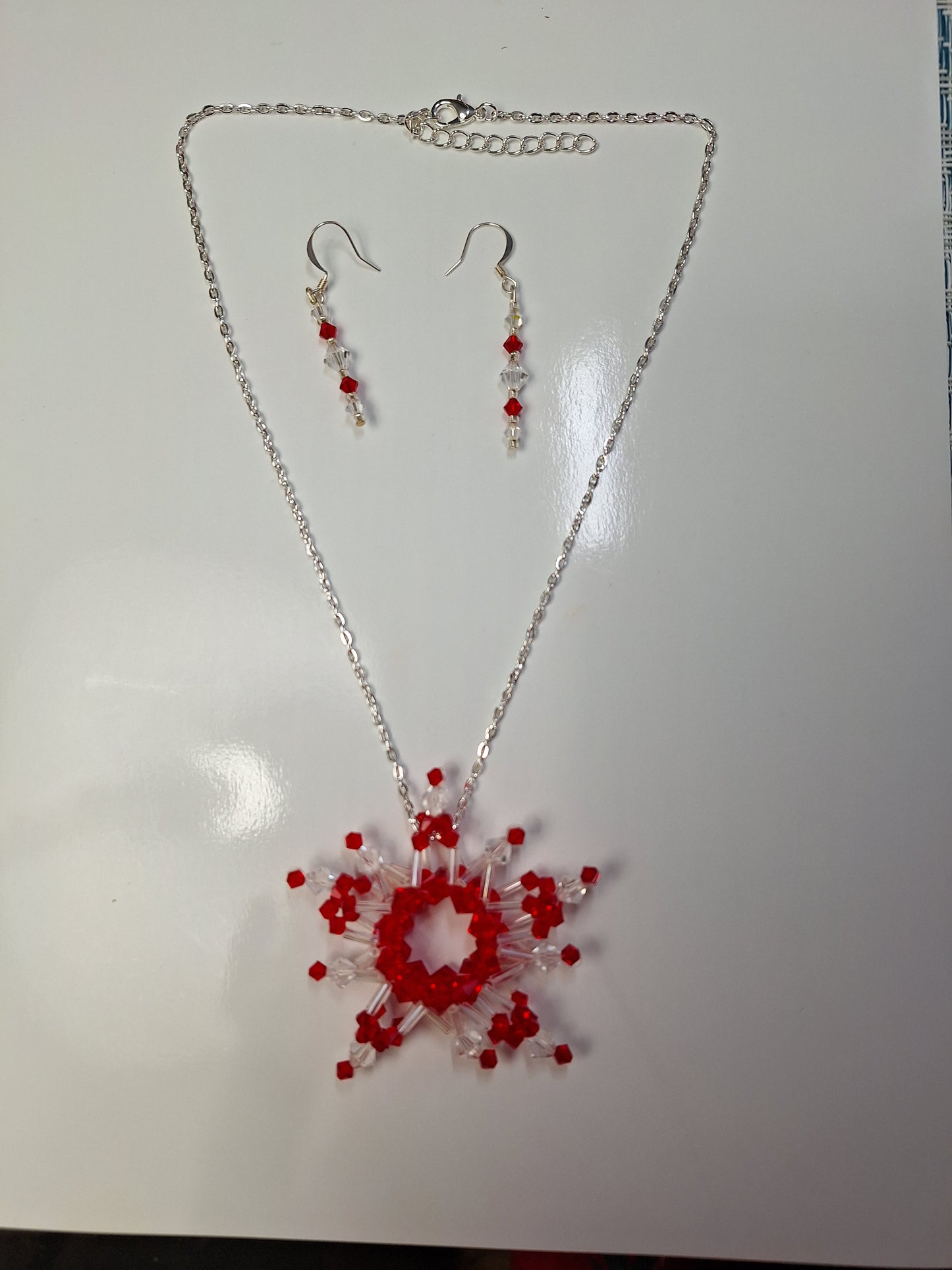 Red Star Necklace and earrings set