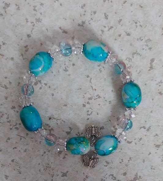 Acrylic crystal stone bracelet in blue tones
